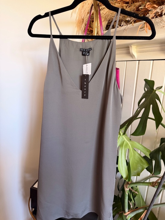 Theory Dresses & Skirts - Theory Taupe-Grey Slip Dress with Spaghetti Straps